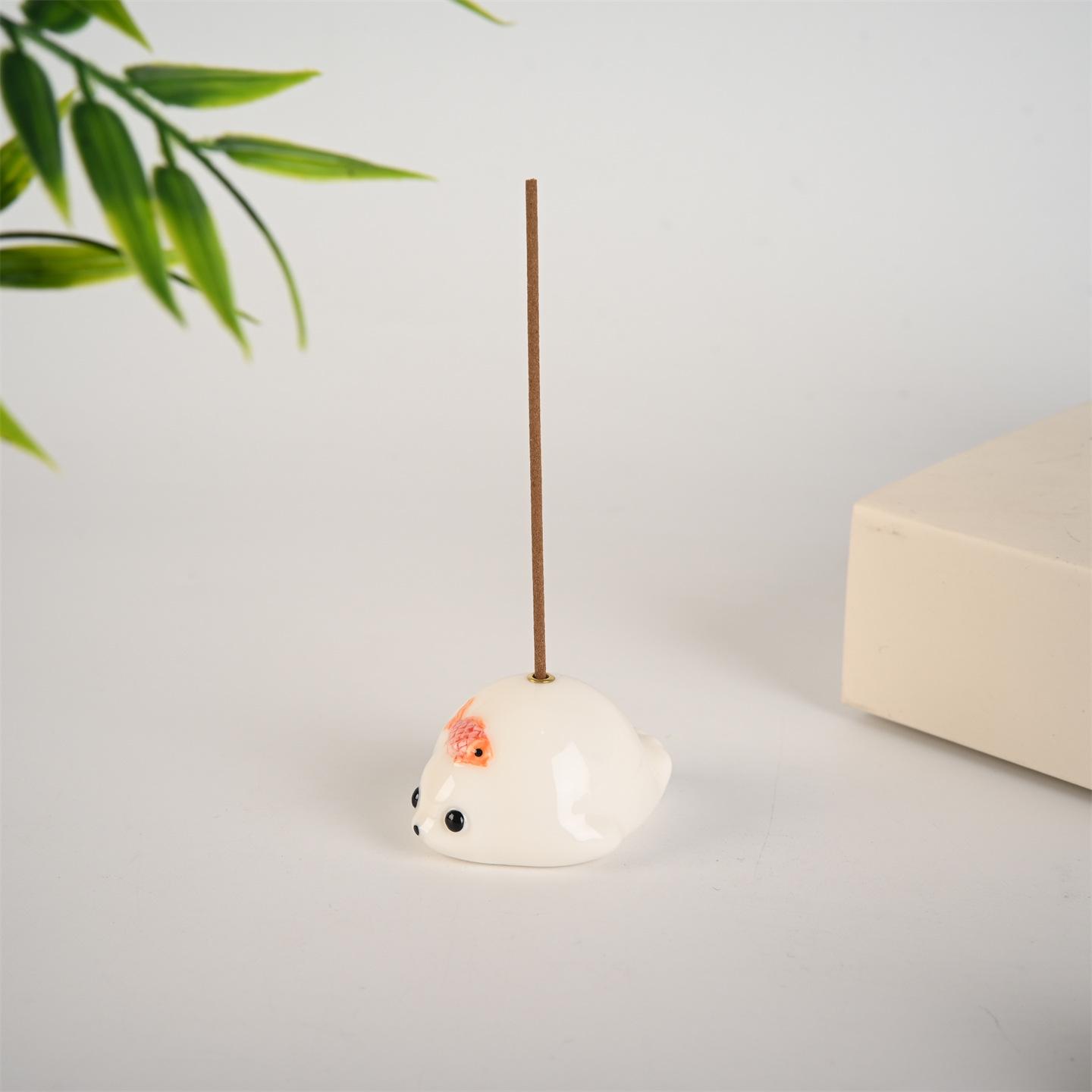 

Seal Ceramic Portable Incense Burner: Underglaze Color Zen Holder for Home or Study Decor.