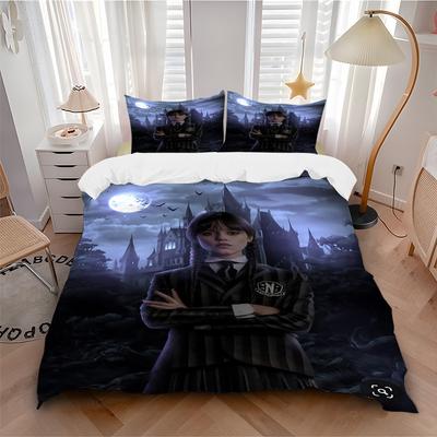 3pcs Wednesday Addams Comforter Set - Four Seasons Home High,Machine Washable Bedspread with Pillowcases (No Filling) Yy250909012