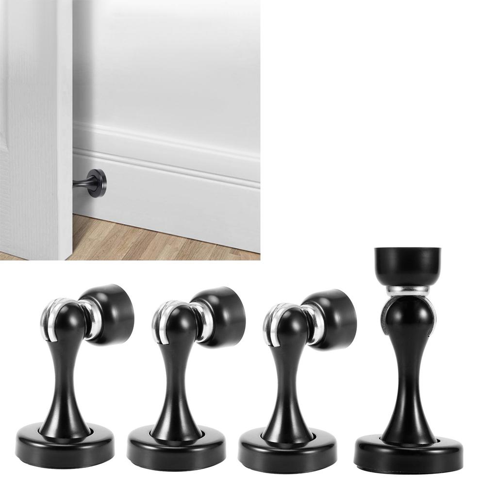 4er Set Edelstahl Magnetischer Türstopper Boden Wand Saug Türstopper (Schwarz Verdickt)
