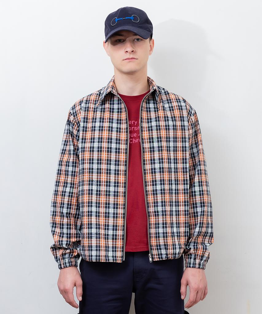 Pabeo Check Shirts Jacket (Navy/Orange)