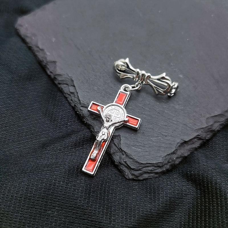 Simple Cross Pendant Brooch Lapel Pins Vintage Dress Jackets Backpacks Badge Jewelry Fashion Clothing Pin Unisex Gifts