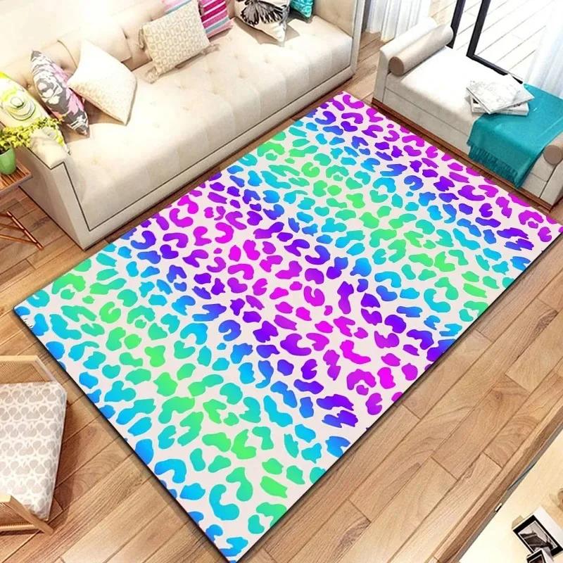 Tapis Imprimé Léopard Porte d'Entrée Sol Paillasson Lavable en Machine Tapis Décor Salon Salle de Bain Tapis Doux Antidérapant