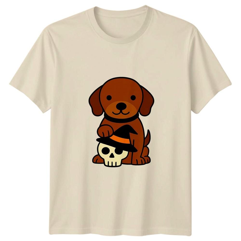 Puppy Dog Skull Witch Hat Halloween Holidays Unisexs Unisexs Graphic Tee