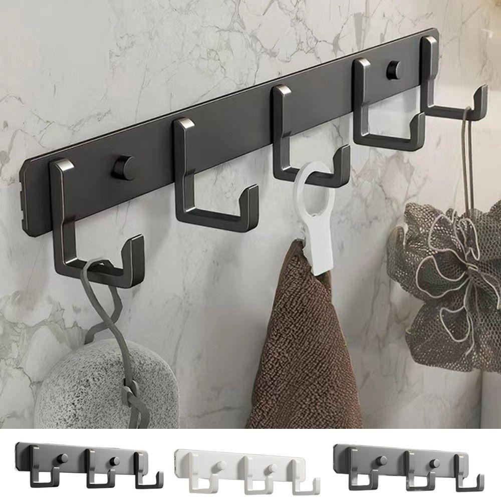 Wall Hanging Space Aluminum Row Hook Black/White/Grey Door Back Clothes Hook  Bathroom