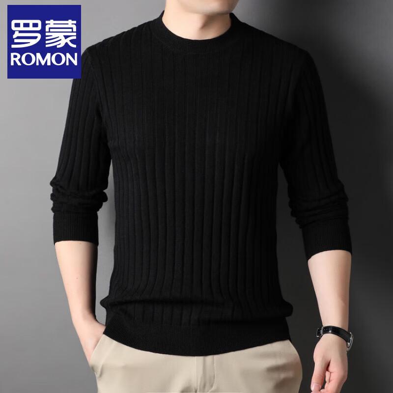 

Romon Men s Solid Round Neck Long Sleeve Knit Sweater 3XL