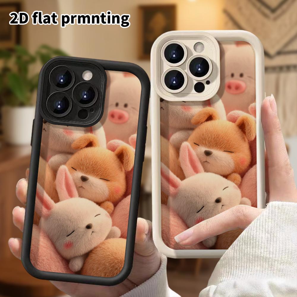 Phone Case: 2D Flat Design Suitable for iPhone 18 17 16 15 14 13 Pro Protective Case, Cute Little Animal Stack, Perfect Holiday Gift for Christmas and