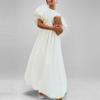 Spring and Summer New Women's Round Neck Puff Sleeve Solid Color Loose Temperament Dress for Women