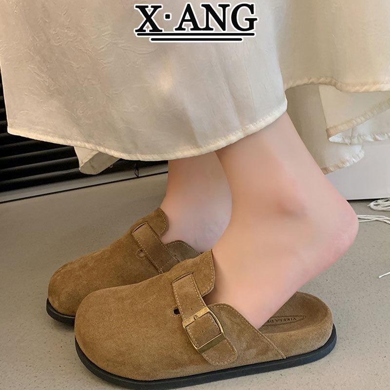 Cow Velvet Super Soft Bottom Women's Shoes Autumn New Wear Bag Head Half Slippers One Pedal Single Shoes