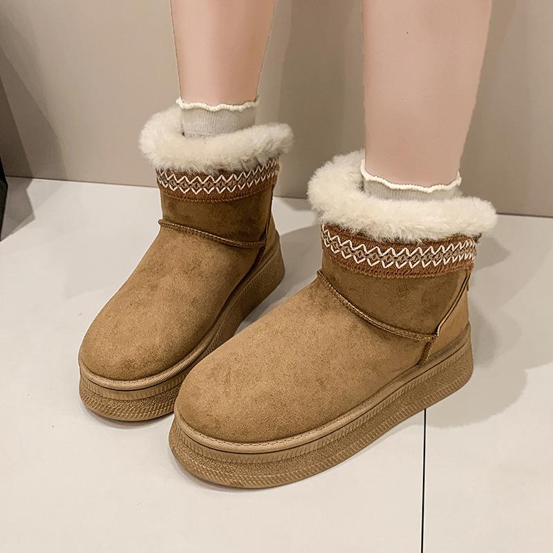 Enter the foreign trade factory for direct sales, winter warm fur integrated snow boots women's shoes short cotton wool shoes non-slip