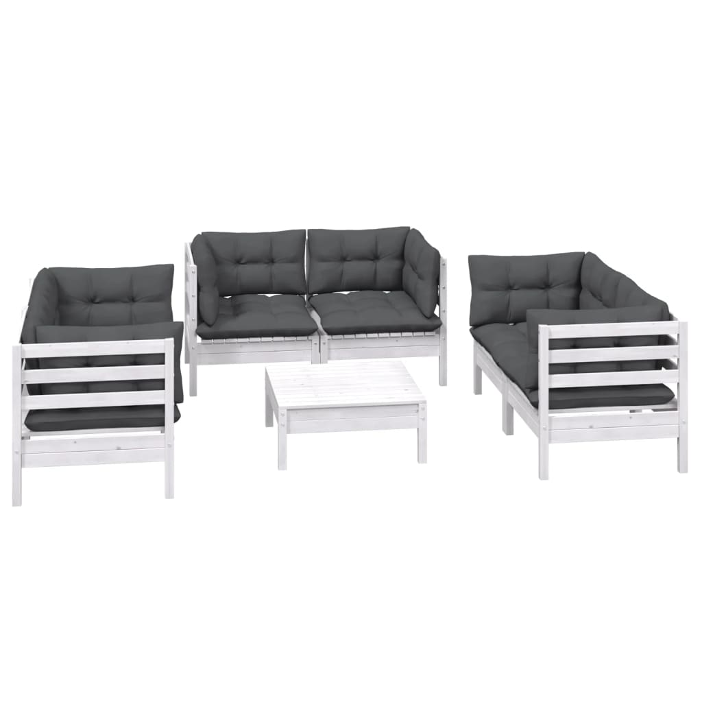 7 Piece Garden Lounge Set with Cushions Solid Pine Wood