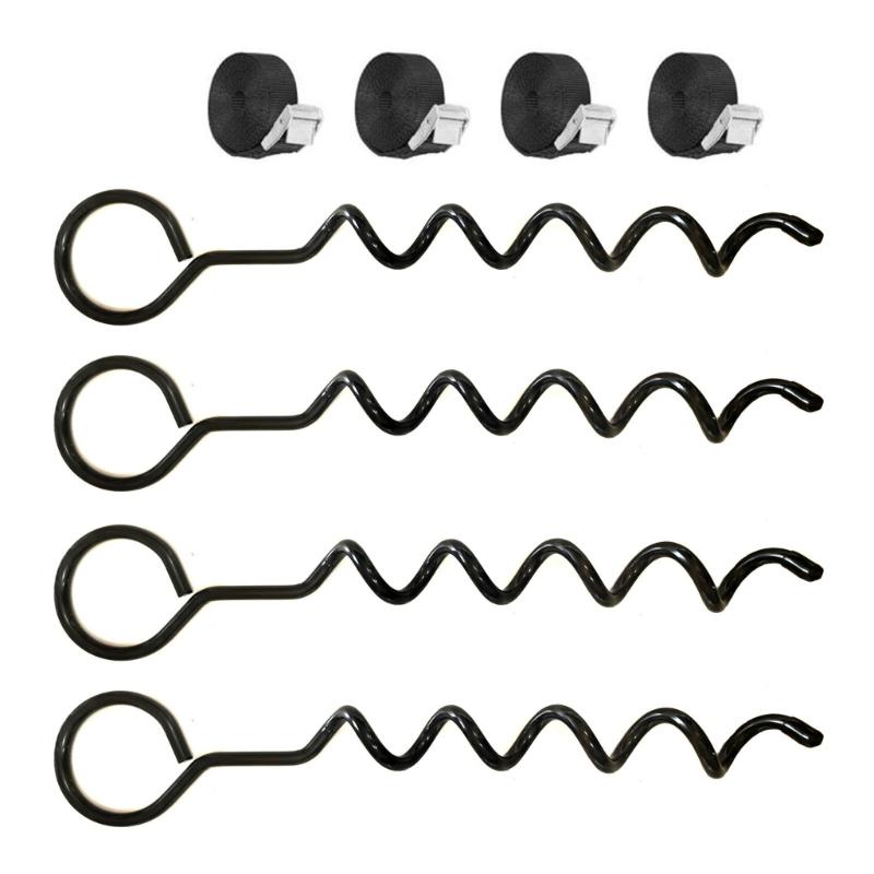 Garden Tree Staking Kit, Iron Helical Ground Stakes with Wide Eyelet Connections for Yards, Nurseries and Fruit Tree Areas