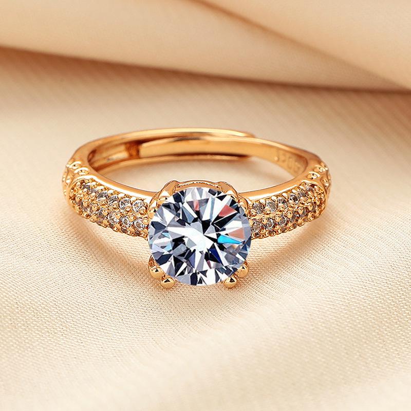 Women's Adjustable 2-Carat High Carbon Diamond Wedding Ring