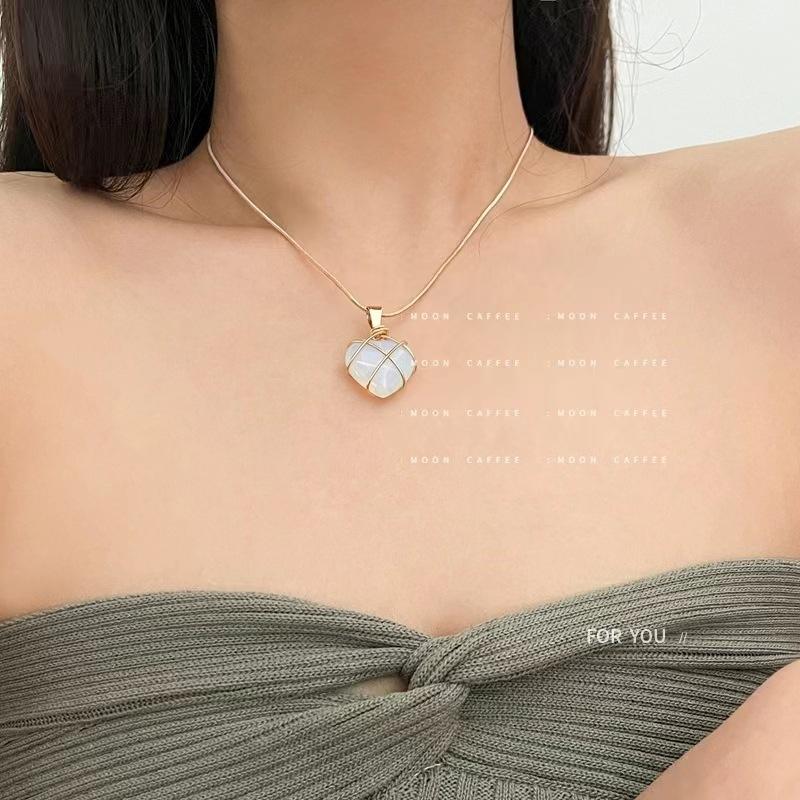 Princess Crystal Heartshaped Alloy Necklace For Girls Cute Barbiestyle Accessory Unique Ins Bff Gift Crystal Extended 45cm5cm