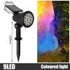 4PCS 9 LED Solar Spot Lights IP65 Waterproof Outdoor RGB Solar Landscape Lights Brightness Adjustable for Garden Yard Palm Trees