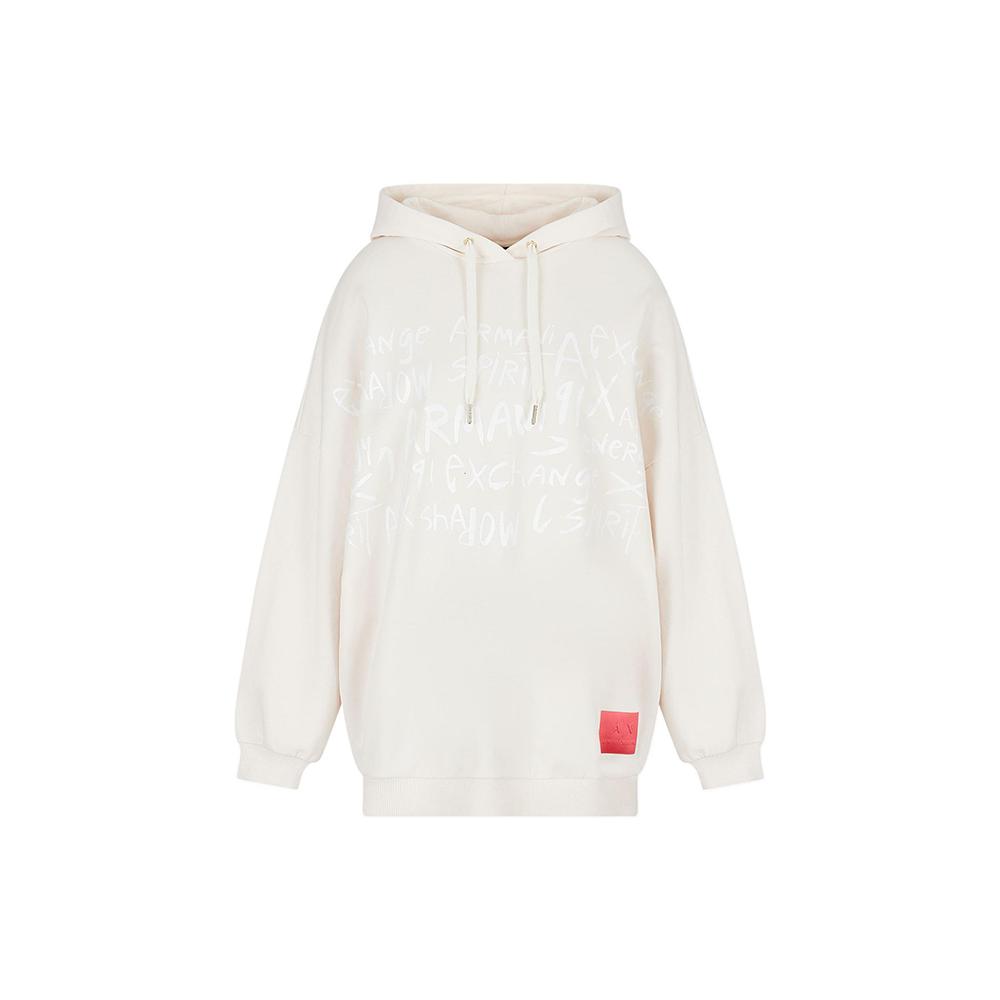 Armani Exchange FW22 Letter Print Drawstring Hoodie Women Hoodies White 6LYM46-YJCCZ-11130