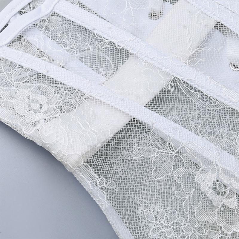 Waist Lace and Floral Trainer Women Corset Cincher Body Shaper Girdle Trimmer with Plastic Bones Extender Waist Decors