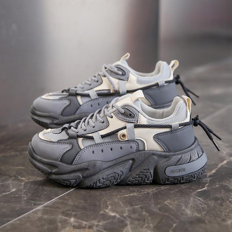 

Популярные туфли для маленьких пап, женская обувь 2025 года, новая осенне-зимняя обувь на толстой подошве, универсальная, увеличивающая рост, легкая спортивная и повседневная обувь 35 серый