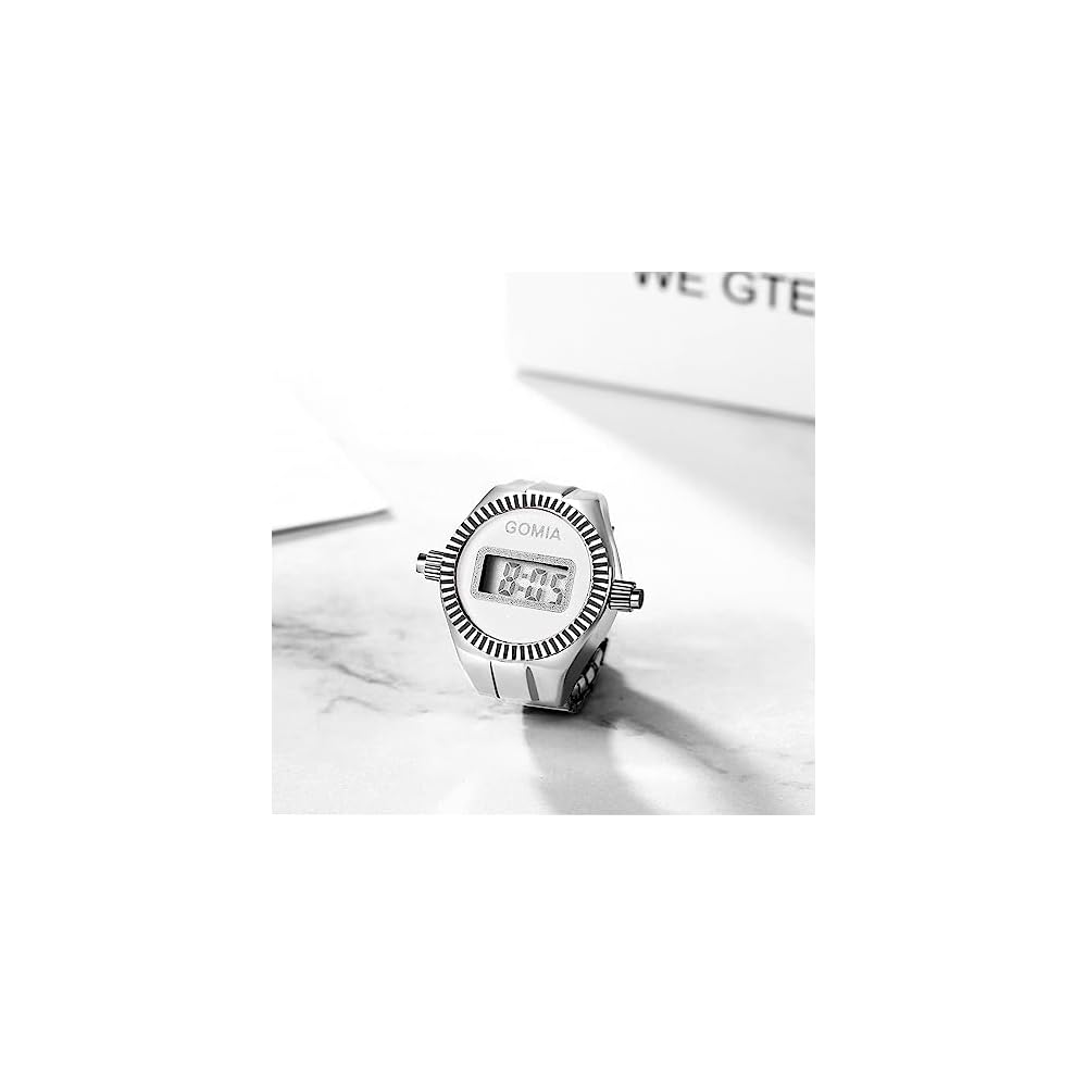"Retro Digital LED Ring Watch Calendar Stopwatch Waterproof Silver Fashion Accessory Unisex"