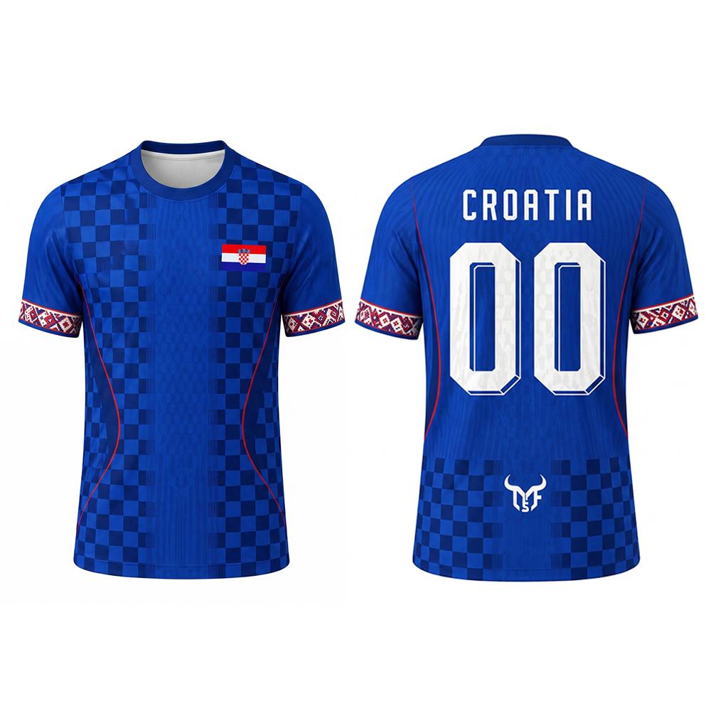MDHAO xin nan zhuang  3D txu 2026 Nieuw Kroati&euml; Vlag Print Voetbal T-shirt Sport Casual Ademend Sneldrogend Shirt Unisex Buiten Mode Voetbal Uniform 5XL