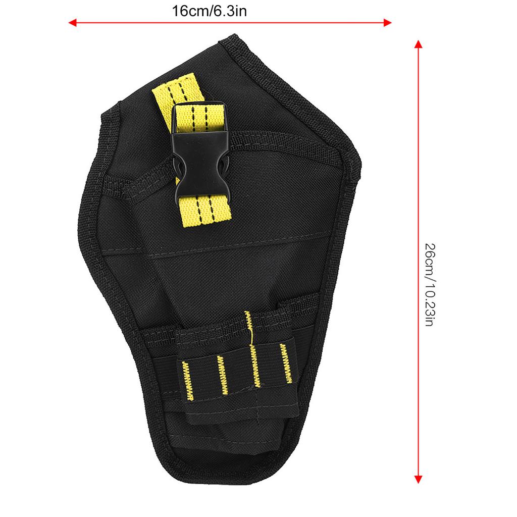 Portable Oxford Cloth   Waist Bag Drills Holder Storage Pouch for Electric Drill Tool(black&yellow )