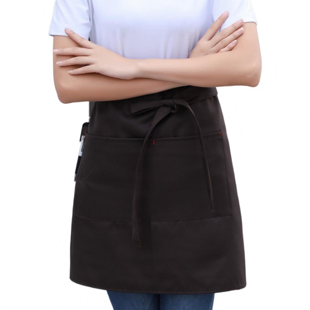 

Unisex Half Apron with 2 Pockets Waterproof Waitress Chef Waist Apron Kitchen Utility Apron Restaurant Cafe Lace-up Short Apron кавовий