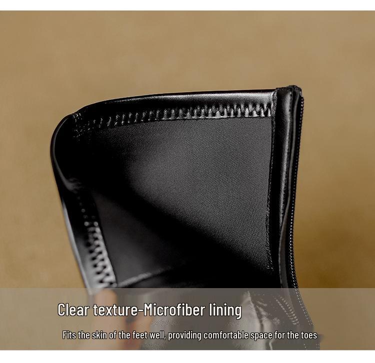 Winter 2025 Fashion: Women's Pointed Toe Chunky Heel Ankle Boots - Soft Leather, Comfy, Elastic Fit with Back Zipper