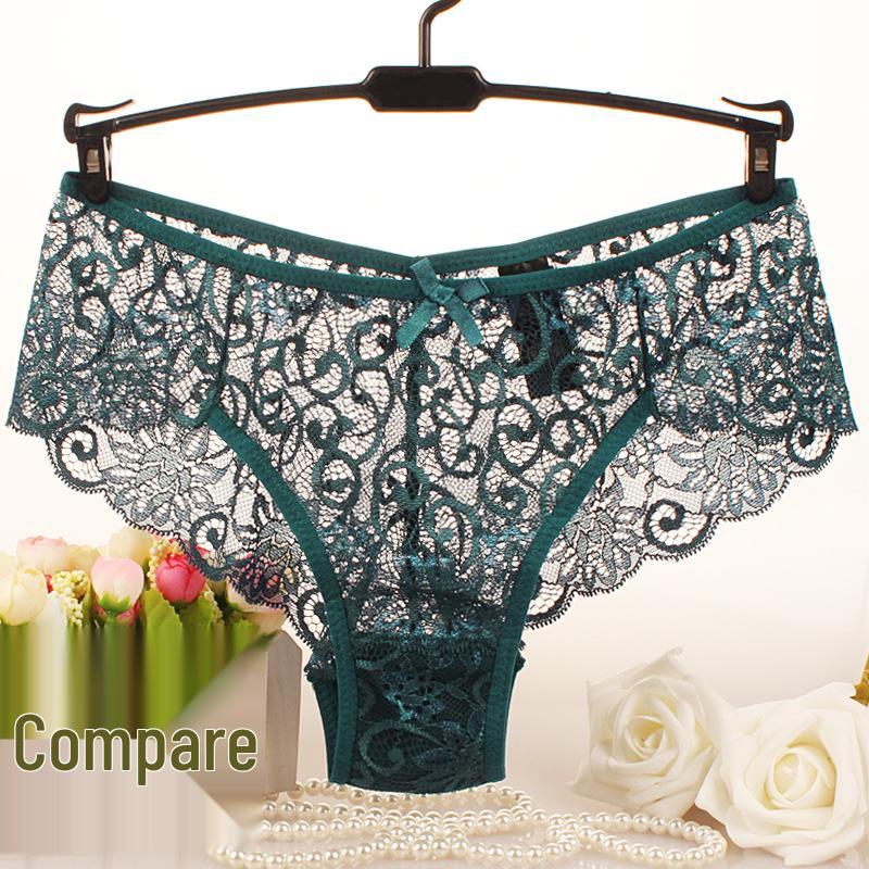 Elegant Lace Trim Mid-Waist Women's Panties - White