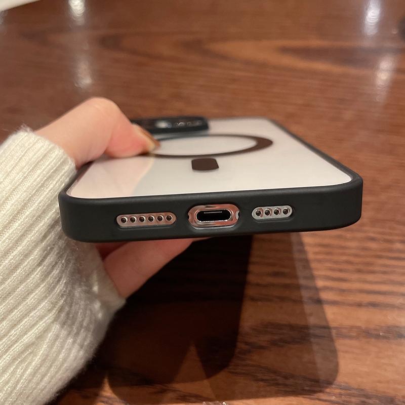 Fargeramme, klart akrylmagnetisk telefondeksel til iPhone 16 Pro Max, 15 14 Pro 11 13 12 11, for Magsafe, støtsikker linsebeskyttelse, gjennomsiktig TPU-deksel