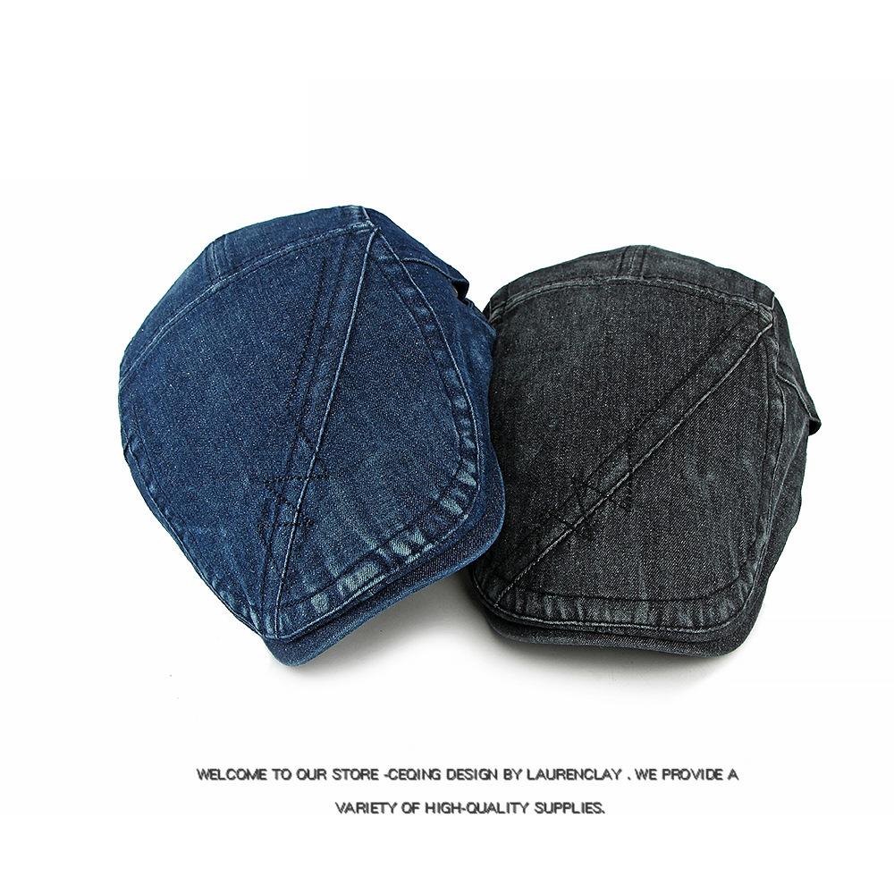 Denim Hat Men Women Beret Spring Summer Cap Stitch Forward Cap