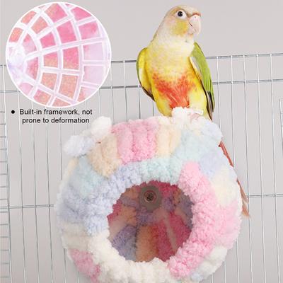 Warm & Cozy Parrot Bird Cage Nest House Soft Cotton Bed with Lovely Appearance Decorative Hut for Parakeet