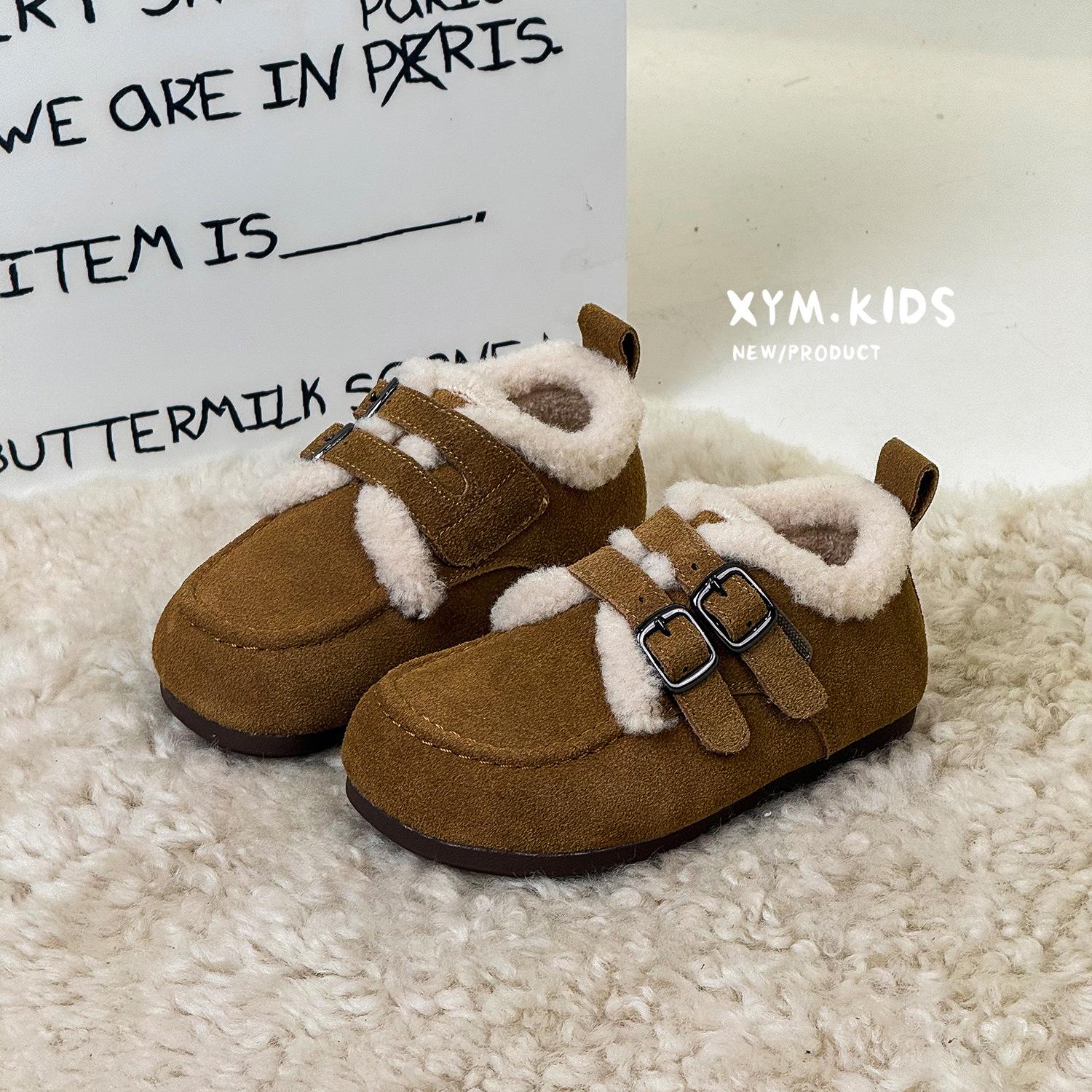 

Зима 2025 новая детская обувь матовая кожа детская обувь бархатная теплая для девочек обувь Boken две хлопковые туфли 22-25 yards 4 pairs starting batch верблюд