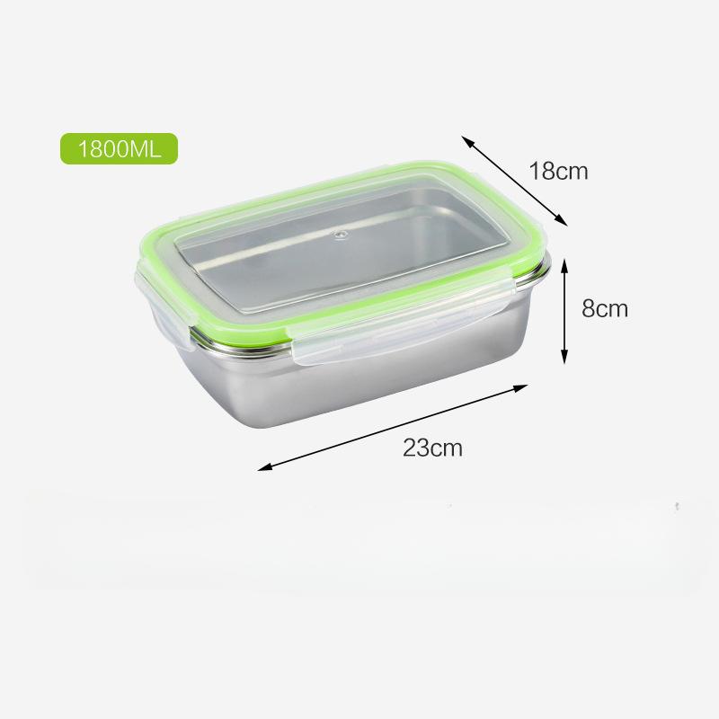 Stainless Steel Food Preservation Box Refrigerator Frozen Crisper Sealed Bento lunch Box Kitchen Food Storage Container With Lid