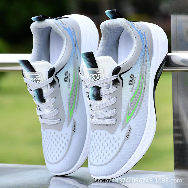 Neue Frühjahrs- und Herbst-Flugweb-Mesh-Schuhe atmungsaktive und leichte Laufschuhe rutschfeste Freizeit-Sportschuhe weich-gepolsterte Fitnessschuhe