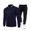 2025 Men's Color Block Fleece Hoodie Set: Casual Two-Piece Sweatshirt Outfit