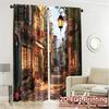 2pcs, 2D FLAT PRINTING Curtains (Without Rod) Cozy Street Fashionable Modern Curtains Yarn Curtains Holiday Ldeal for digital