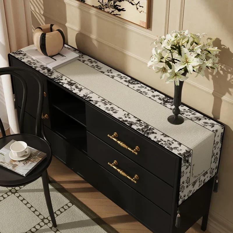 Cotton  Linen Tea Table Decoration Table Flag Light Luxury High-end Cover Cloth Dinner Side Cabinet Countertop Cushion Cloth