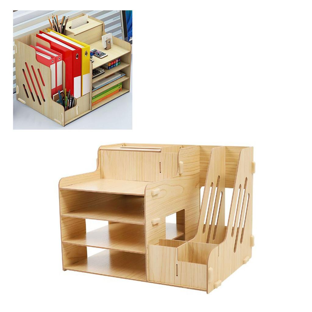 Desktop Organizer Multipurpose Modern Simple Style Wood Desktop Storage Shelf for Home School