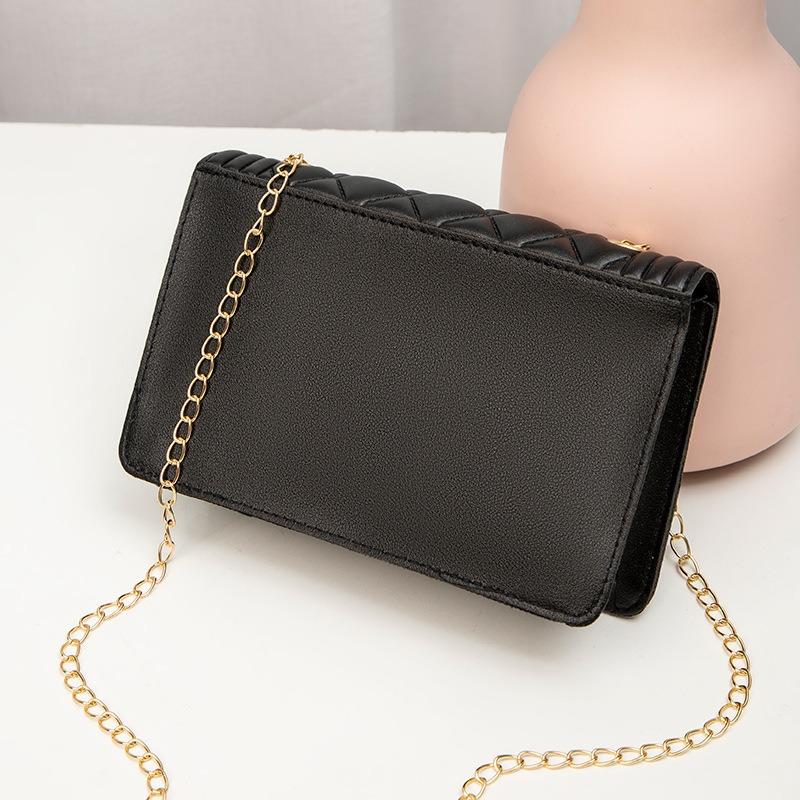 omen's bag new solid color embroidered lock chain small square bag casual mobile phone bag's