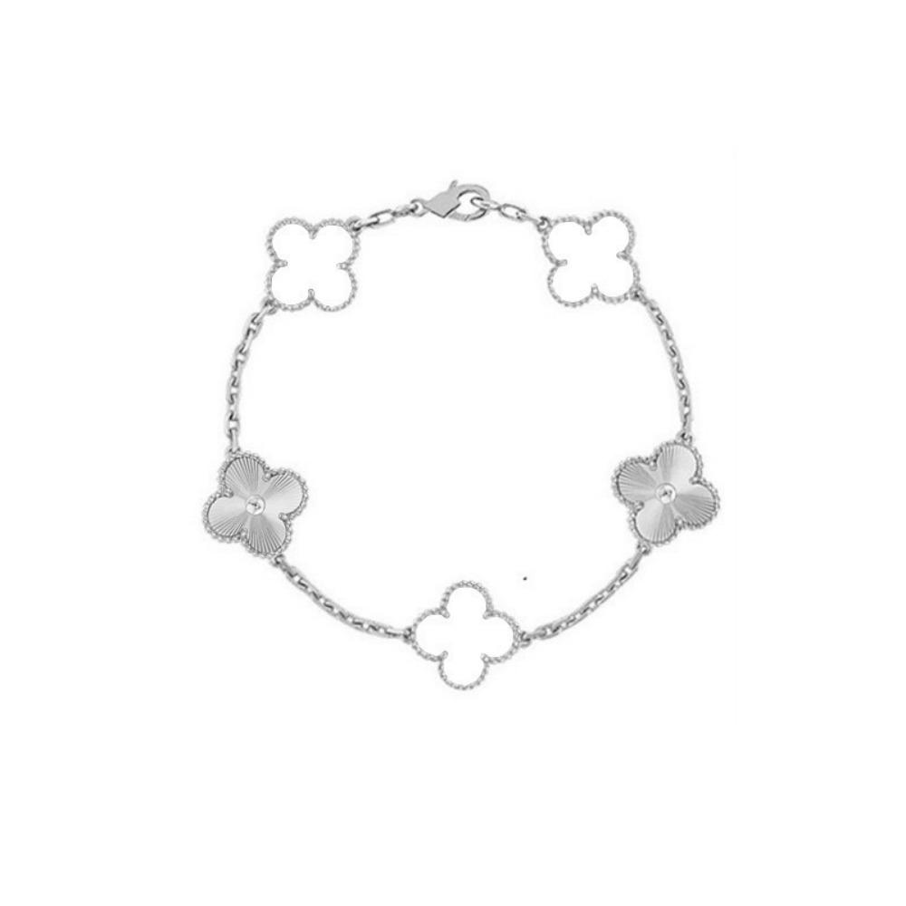 Luxury and Sophisticated Four-leaf Clover Bracelet for Women Made of Agate and Mother-of-pearl