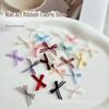 Silk Organza Bow Nail Accessories with Lace Ribbon and Diamond Embellishments