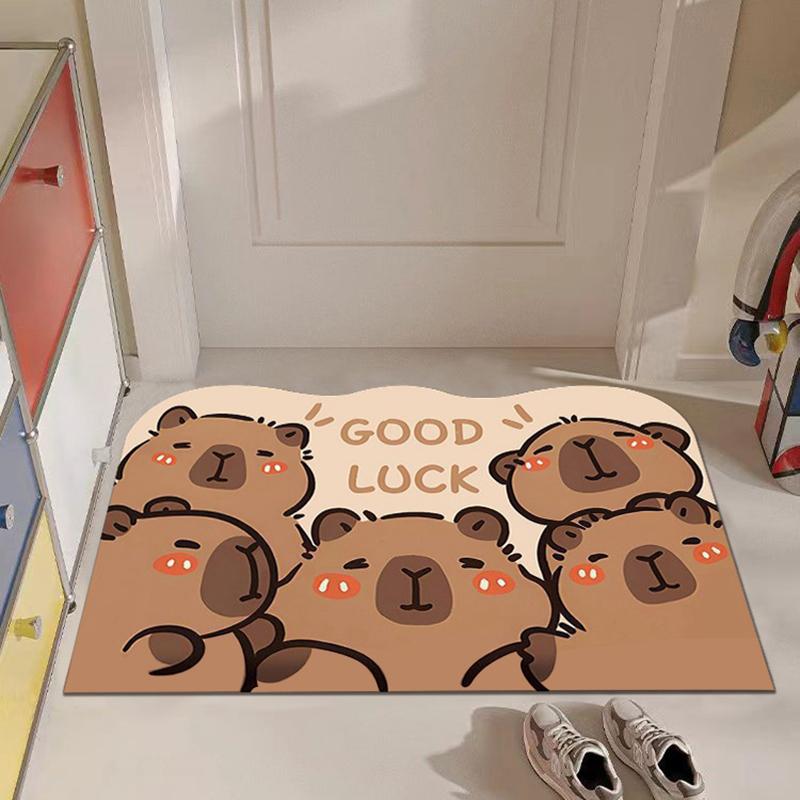 

Коврик для пола Kawaii Capibala, противоскользящий коврик для двери, для гостиной, кухни, ванной, коврик для чистой зоны, креативный дизайн, домашний ковер S(40x60cm)