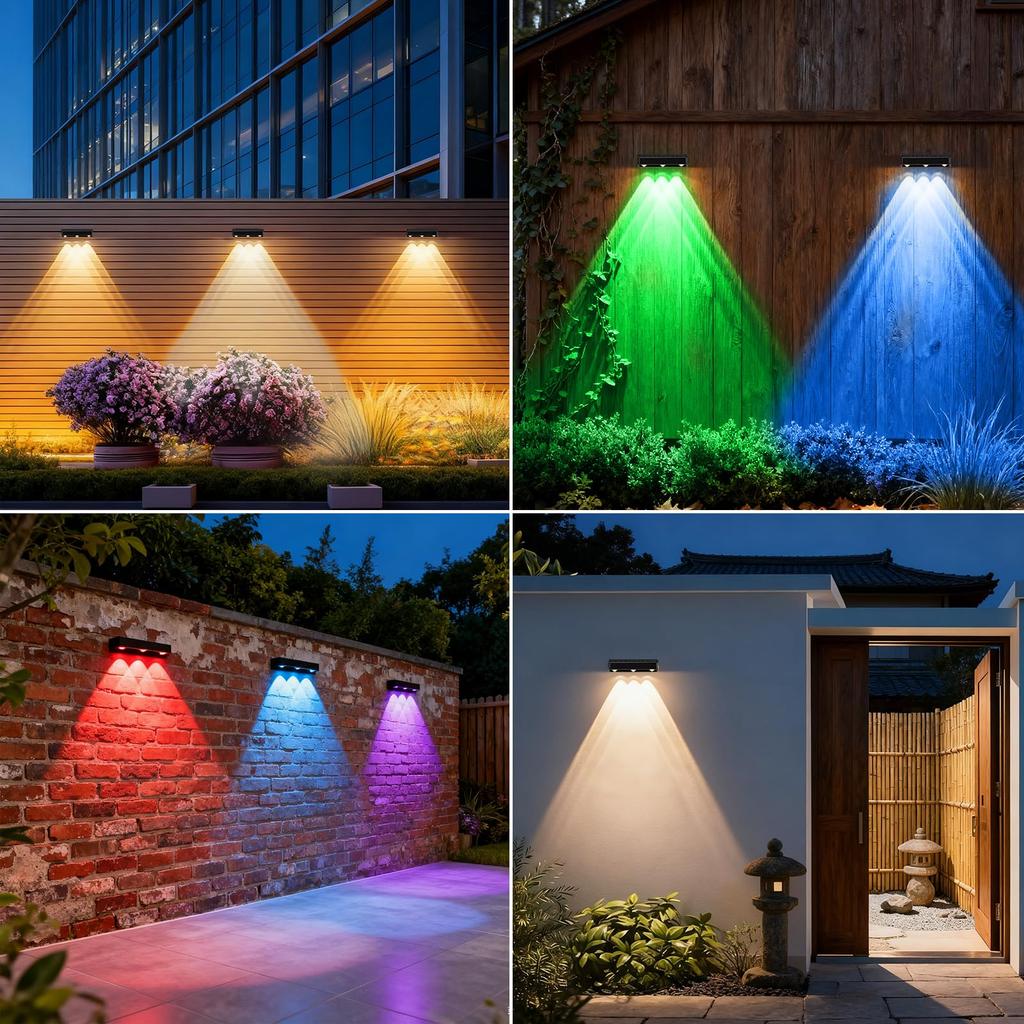 Solar Outdoor Waterproof Solar Fence Garden Solar 9 Color Nameplate Ultra Automatic IP65 for Parking Lot 2 Light, Light, Light, Light, LED, Modes,