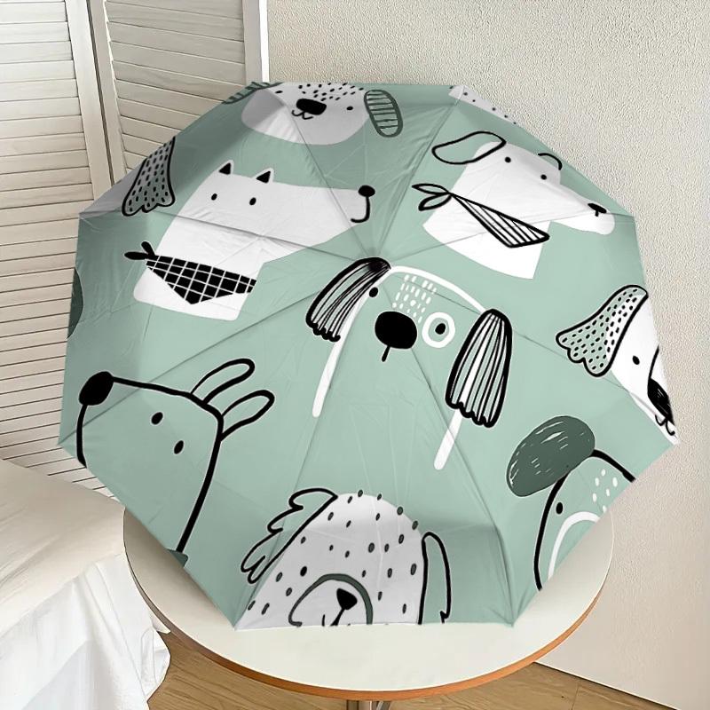 1PC Dog Pattern Umbrella-8-Rib Reinforced, Automatic Open, Lightweight & Durable, Cute Fashion Accessory for Outdoor-P91