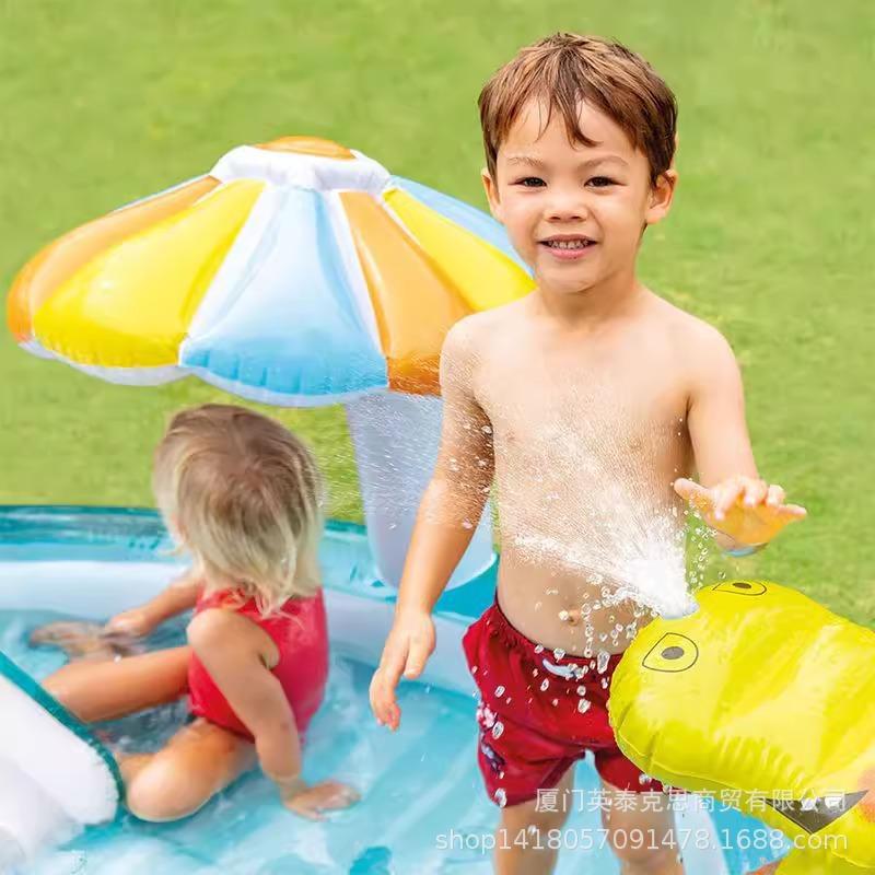 Summer Inflatable Toys Children's Water Play Pool with Slide Crocodile Inflatable Swimming Pool Crawling Pool with Water Spray