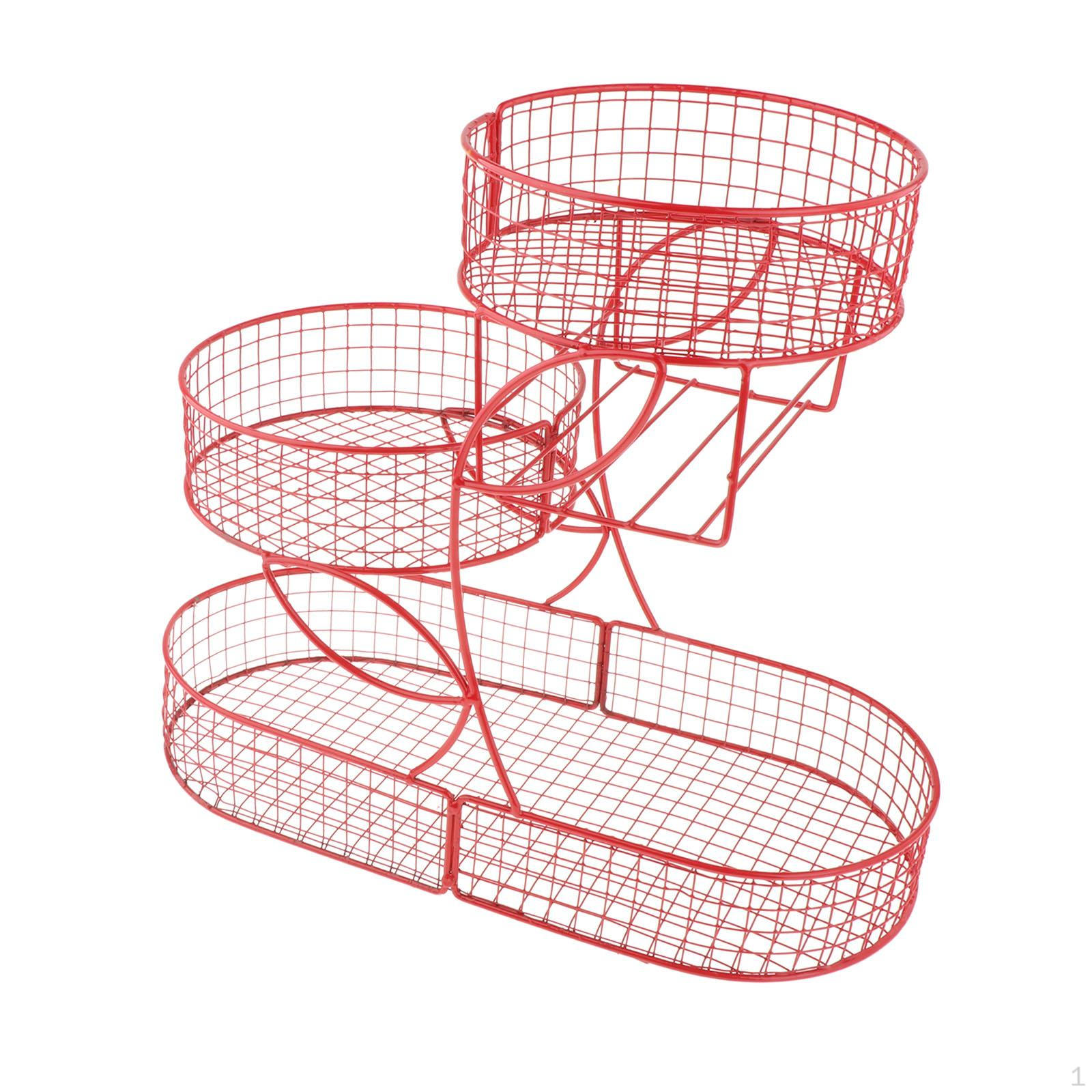 

3-х уровневая подставка для фруктов, металлический органайзер для овощей и закусок красный