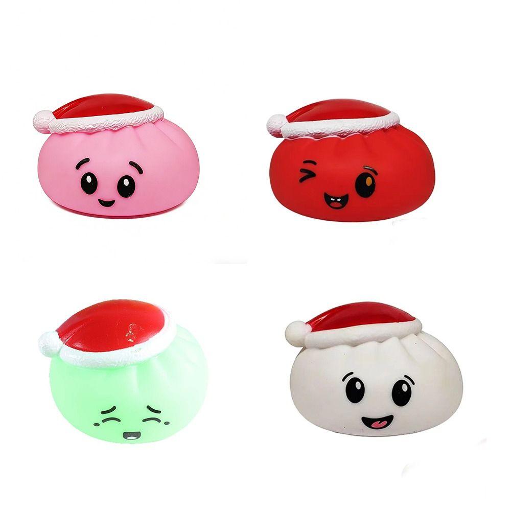 Sound Effect Christmas Hat Bun Squishy Toy Reusable Squeeze Fidget Toy Christmas Gift