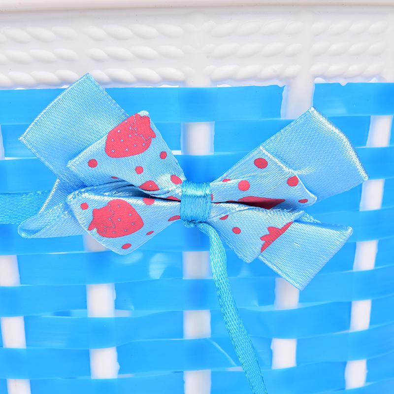 1Pc Bicycle Basket Children Bike Plastic Knitted Bow Knot Front Handmade Bag