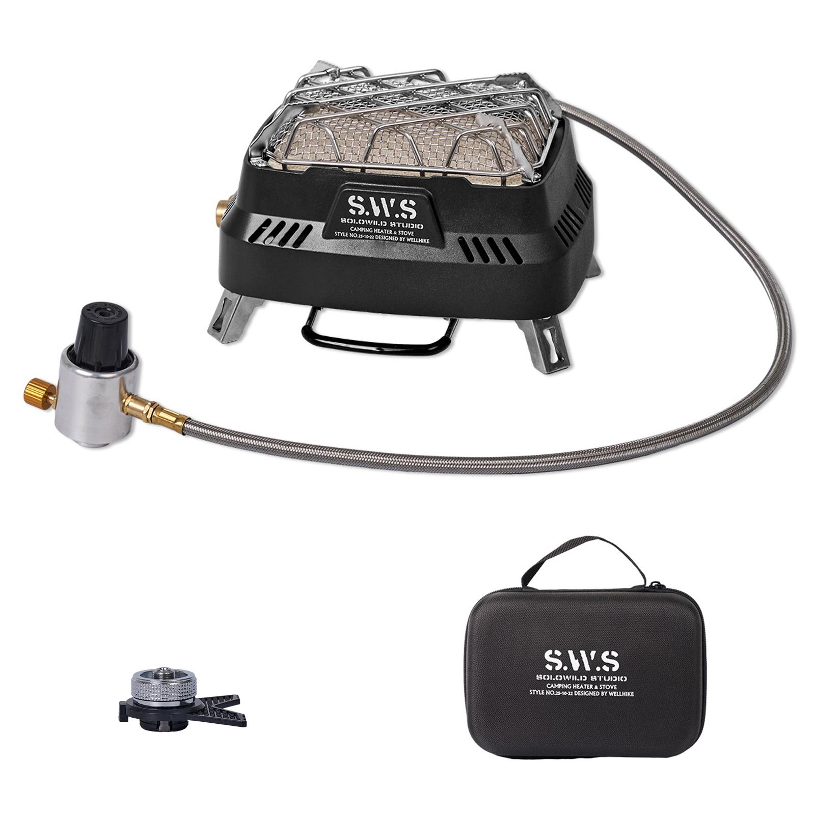 Портативная мини-плита инфракрасная двойного назначения, уличный обогреватель, газовая плита для рыбалки, пешего туризма чёрный