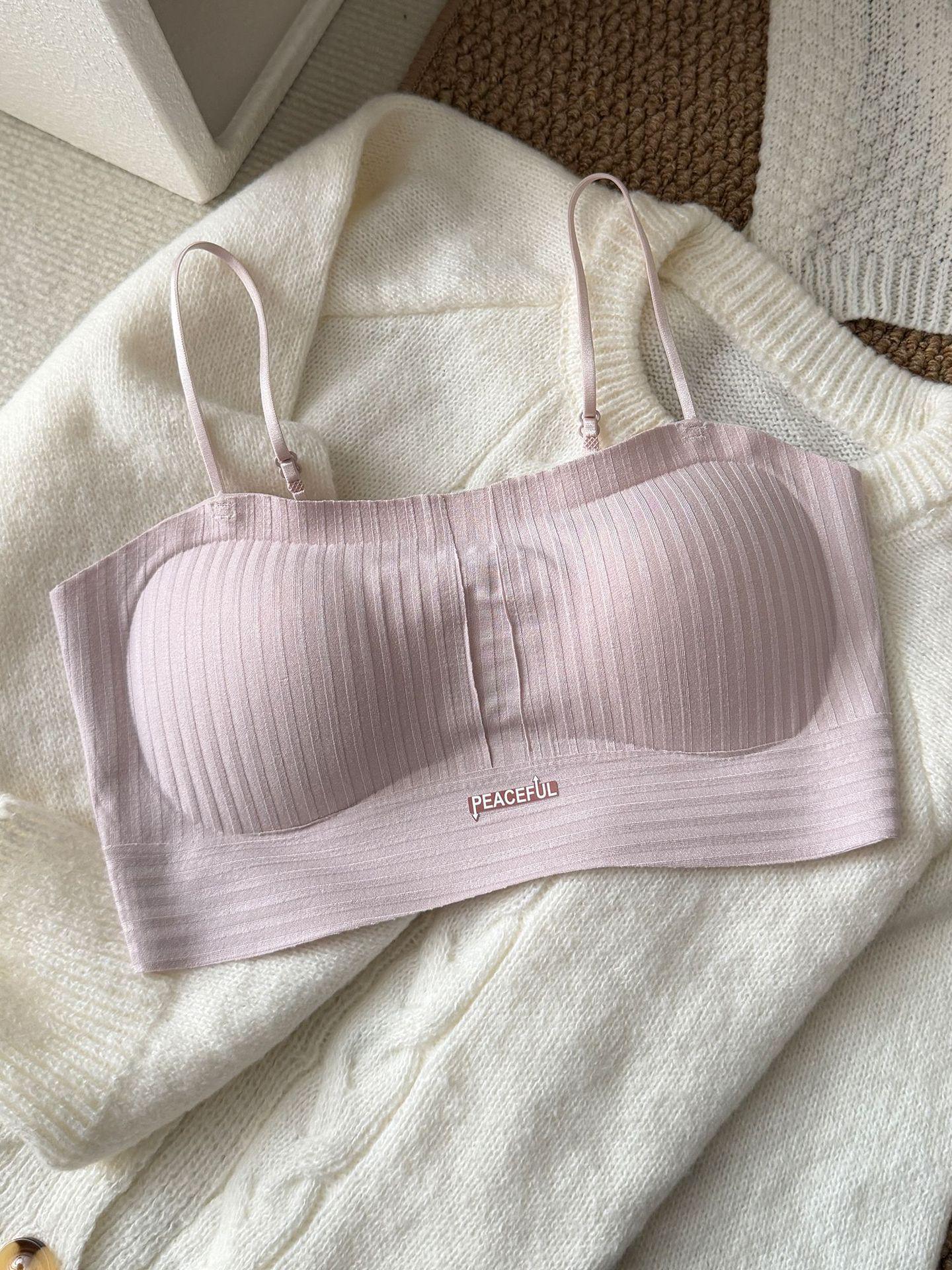 

Женский ребристый топ-майка с чашечками: Бесшовное нижнее белье Весна/Лето, Тонкие бретели, Красивый дизайн спины One Size Bagged 80-135 lbs