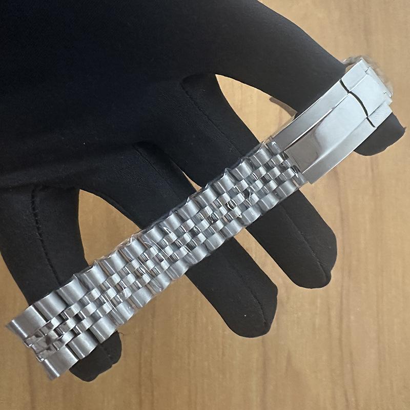 Совместим с стальным браслетом Rolex Datejust Datejust Oyster Perpetual Мужской из нержавеющей стали Сплошной Изогнутый Звеньевой Браслет 20мм21мм 21mm серебряный